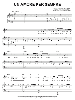 page one of Un Amore Per Sempre (Piano & Vocal)