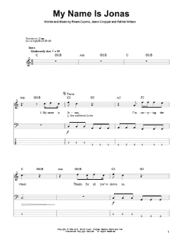 page one of My Name Is Jonas (Bass Guitar Tab)