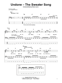 page one of Undone - The Sweater Song (Bass Guitar Tab)