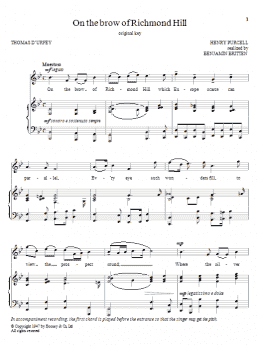page one of On The Brow Of Richmond Hill (Piano & Vocal)