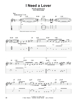 page one of I Need A Lover (Guitar Tab (Single Guitar))