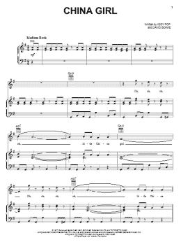 page one of China Girl (Piano, Vocal & Guitar Chords (Right-Hand Melody))