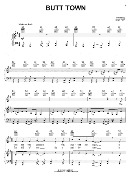 page one of Butt Town (Piano, Vocal & Guitar Chords (Right-Hand Melody))
