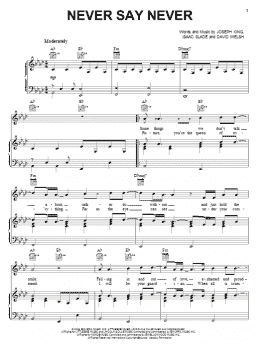 page one of Never Say Never (Piano, Vocal & Guitar Chords (Right-Hand Melody))