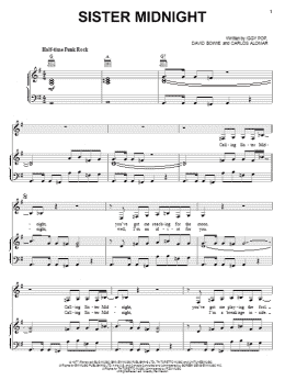 page one of Sister Midnight (Piano, Vocal & Guitar Chords (Right-Hand Melody))