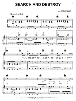 page one of Search And Destroy (Piano, Vocal & Guitar Chords (Right-Hand Melody))