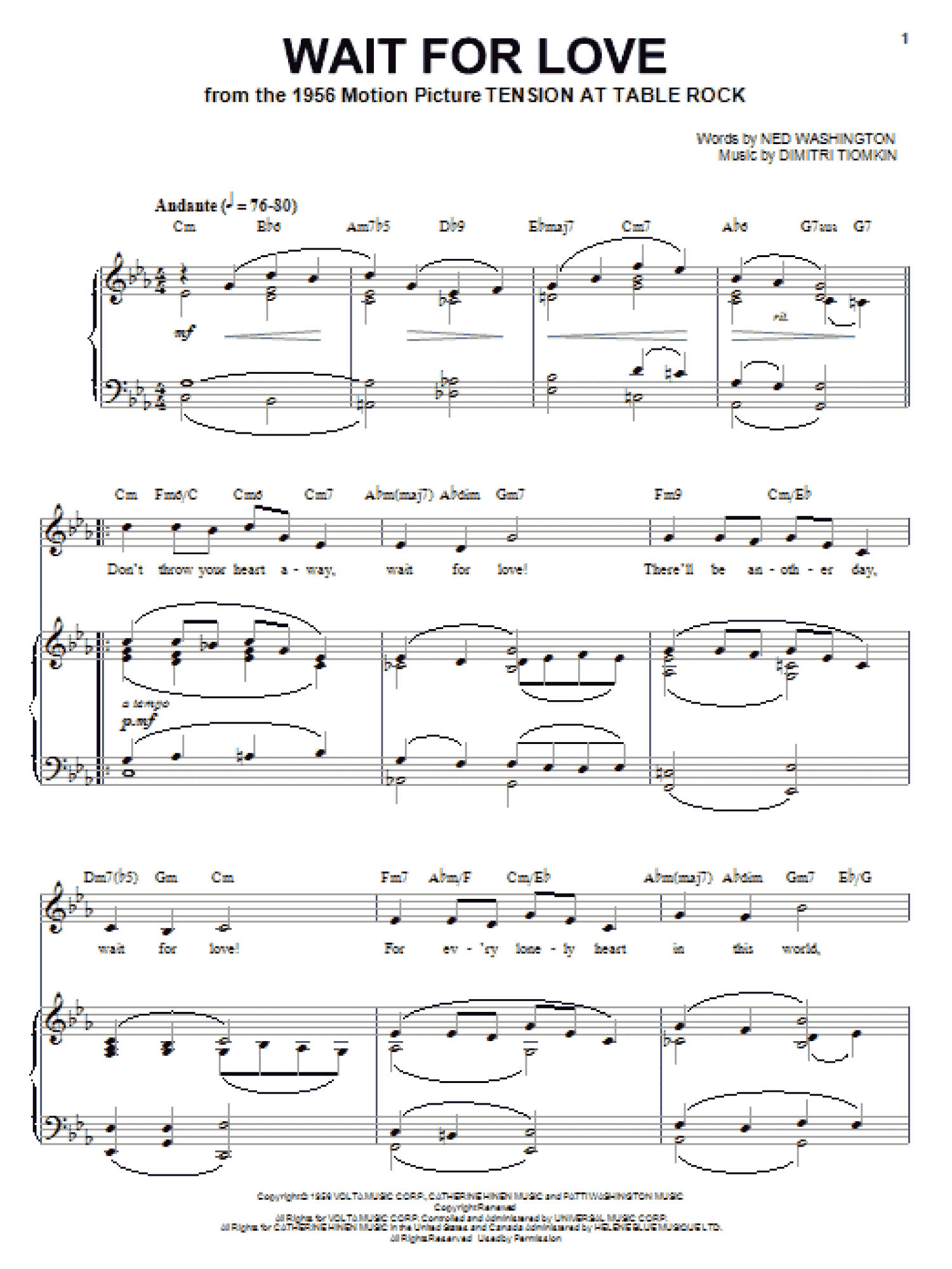 Wait For Love (Piano, Vocal & Guitar Chords (Right-Hand Melody))