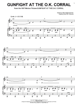 page one of Gunfight At The O.K. Corral (Piano, Vocal & Guitar Chords (Right-Hand Melody))