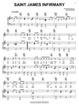 page one of Saint James Infirmary (Piano, Vocal & Guitar Chords (Right-Hand Melody))