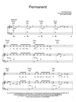 page one of Permanent (Piano, Vocal & Guitar Chords (Right-Hand Melody))