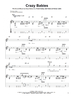 page one of Crazy Babies (Guitar Tab (Single Guitar))