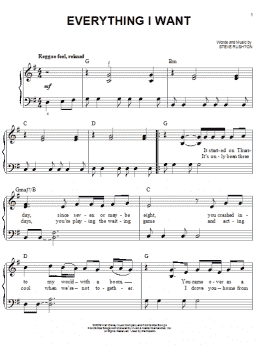 page one of Everything I Want (from Hannah Montana: The Movie) (Easy Piano)