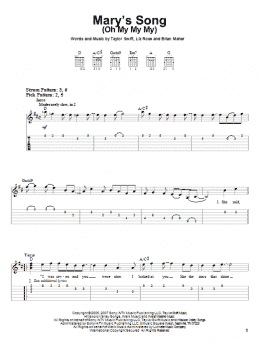 page one of Mary's Song (Oh My My My) (Easy Guitar Tab)