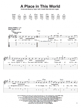 page one of A Place In This World (Easy Guitar Tab)
