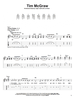 page one of Tim McGraw (Easy Guitar Tab)