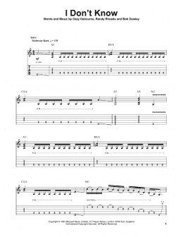 page one of I Don't Know (Guitar Tab (Single Guitar))