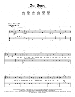 page one of Our Song (Easy Guitar Tab)