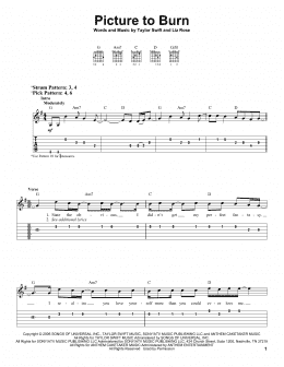 page one of Picture To Burn (Easy Guitar Tab)