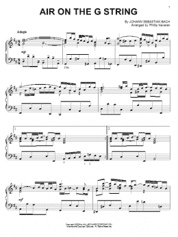 page one of Air On The G String (arr. Phillip Keveren) (Piano Solo)
