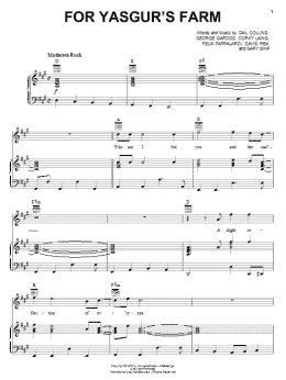 page one of For Yasgur's Farm (Piano, Vocal & Guitar Chords (Right-Hand Melody))