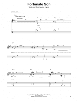 page one of Fortunate Son (Guitar Tab (Single Guitar))