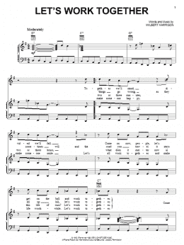 page one of Let's Work Together (Piano, Vocal & Guitar Chords (Right-Hand Melody))