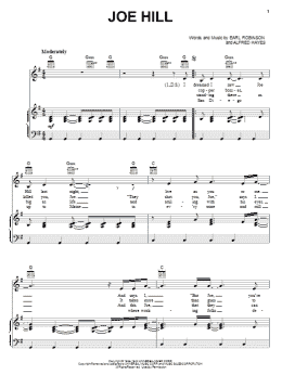 page one of Joe Hill (Piano, Vocal & Guitar Chords (Right-Hand Melody))