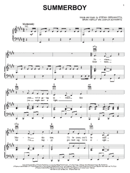 page one of Summerboy (Piano, Vocal & Guitar Chords (Right-Hand Melody))
