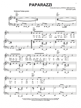 page one of Paparazzi (Piano, Vocal & Guitar Chords (Right-Hand Melody))