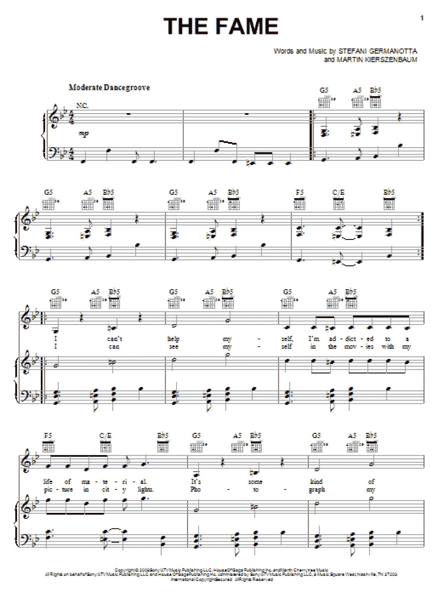 The Fame (Piano, Vocal & Guitar Chords (Right-Hand Melody))
