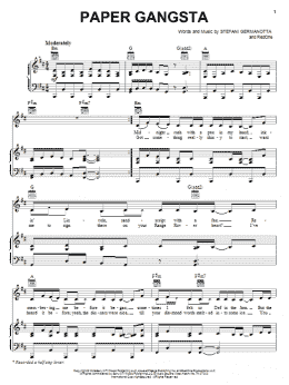 page one of Paper Gangsta (Piano, Vocal & Guitar Chords (Right-Hand Melody))