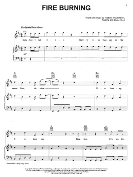 page one of Fire Burning (Piano, Vocal & Guitar Chords (Right-Hand Melody))