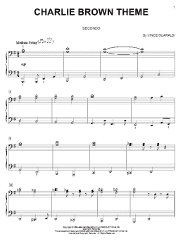 page one of Charlie Brown Theme (Piano Duet)
