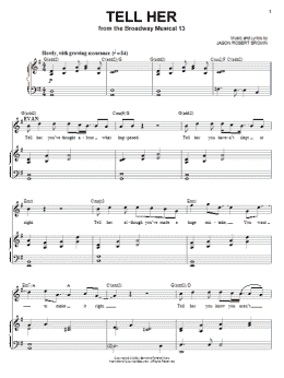 page one of Tell Her (from 13: The Musical) (Piano & Vocal)