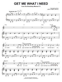 page one of Get Me What I Need (from 13: The Musical) (Piano & Vocal)