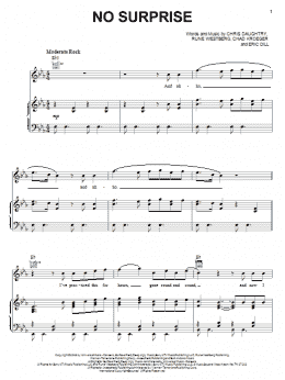 page one of No Surprise (Piano, Vocal & Guitar Chords (Right-Hand Melody))