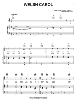 page one of Welsh Carol (Piano, Vocal & Guitar Chords (Right-Hand Melody))