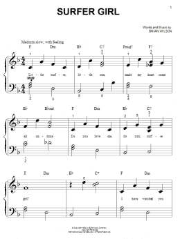 page one of Surfer Girl (Big Note Piano)