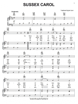 page one of Sussex Carol (Piano, Vocal & Guitar Chords (Right-Hand Melody))