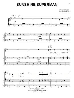 page one of Sunshine Superman (Piano, Vocal & Guitar Chords (Right-Hand Melody))