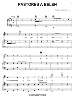 page one of Pastores a Belen (Piano, Vocal & Guitar Chords (Right-Hand Melody))