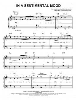 page one of In A Sentimental Mood (Easy Piano)