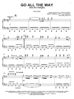 page one of Go All The Way (Into The Twilight) (Piano Duet)