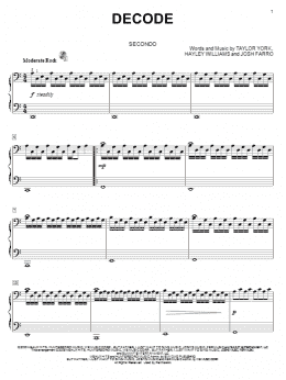 page one of Decode (Piano Duet)