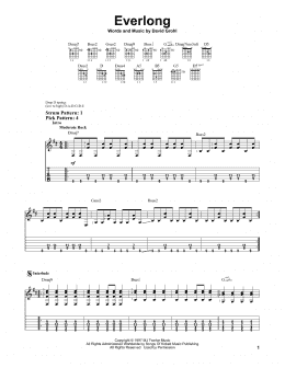 page one of Everlong (Easy Guitar Tab)