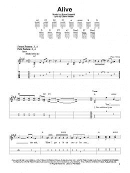 page one of Alive (Easy Guitar Tab)