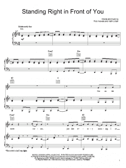 page one of Standing Right In Front Of You (Piano, Vocal & Guitar Chords (Right-Hand Melody))