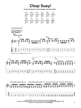 page one of Chop Suey! (Easy Guitar Tab)