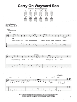 page one of Carry On Wayward Son (Easy Guitar Tab)