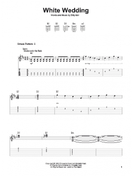 page one of White Wedding (Easy Guitar Tab)